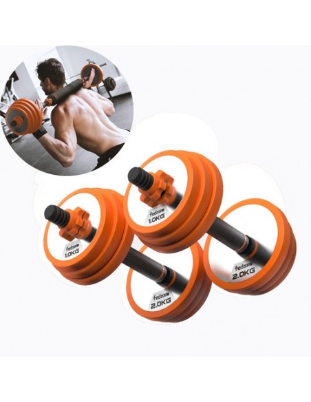 WYCTIN®Kit Mancuernas Regulables 20KG Fitness Musculación Juego Pesas 2 en  1 Barra Conector Ajustable